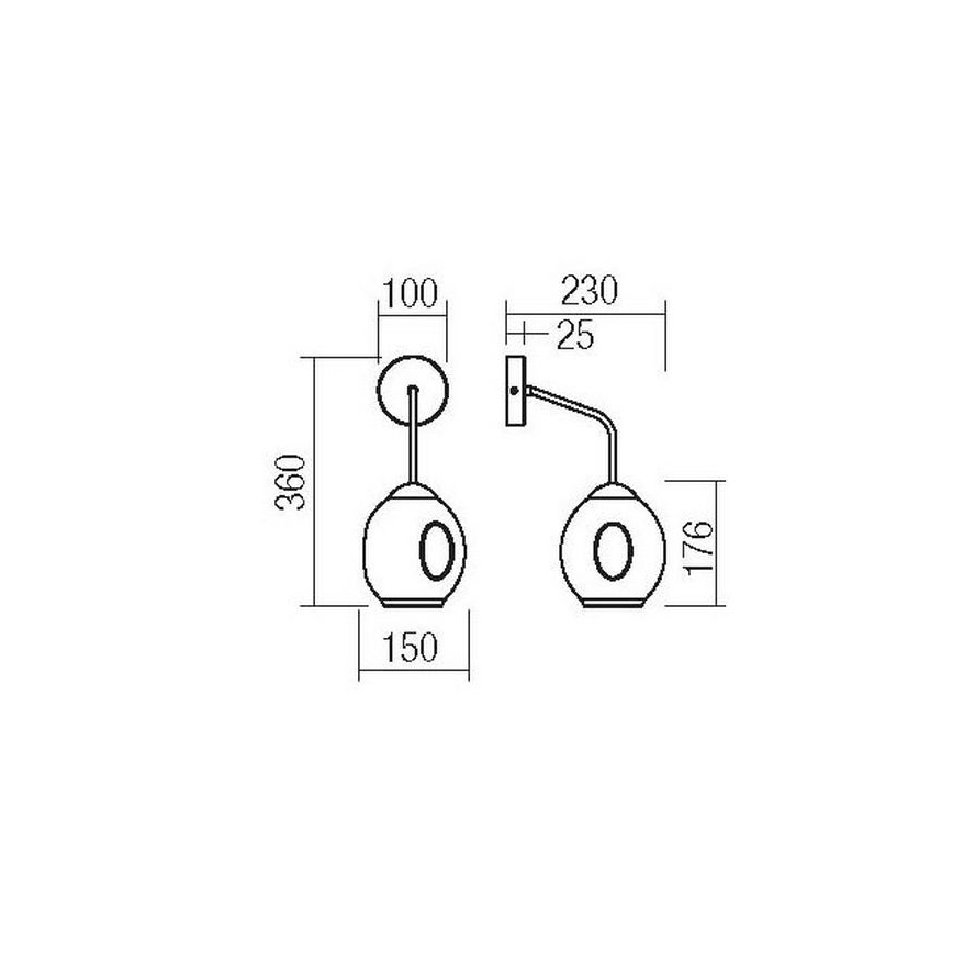 Redo 01-2617 - Vägglampa PIERCE 1xE27/42W/230V guld/rökig
