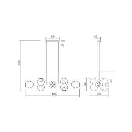 Redo 01-2620 - Ljuskrona med textilsladd PIERCE 6xE27/42W/230V svart/rökig