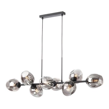 Redo 01-2622 - Ljuskrona med textilsladd PIERCE 8xE27/42W/230V svart/rökig