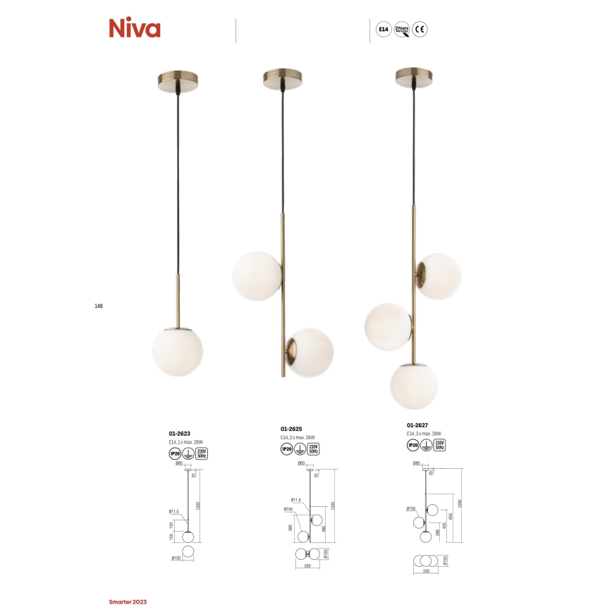 Redo 01-2623 - Ljuskrona med textilsladd NIVA 1xE14/28W/230V