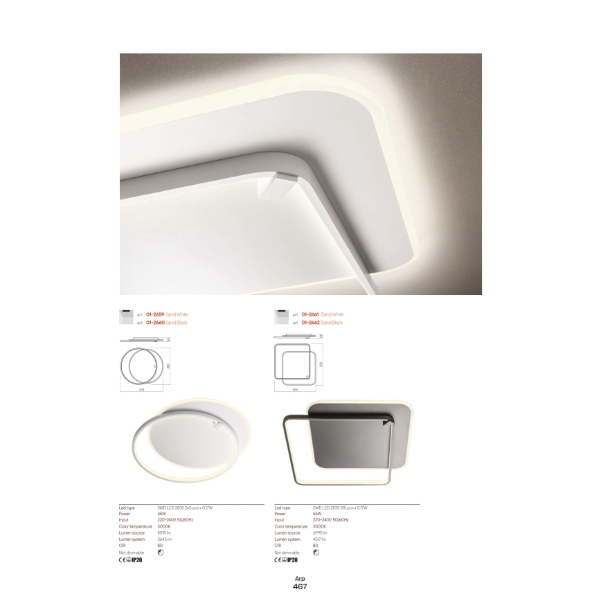 Redo 01-2660 - LED taklampa ARP LED/45W/230V svart