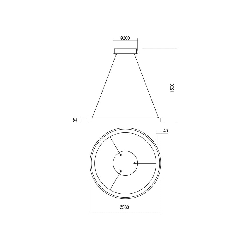 Redo 01-2673 - LED ljusreglerad ljuskrona på textilsladd ICONIC LED/50W/230V diameter 58 cm guld