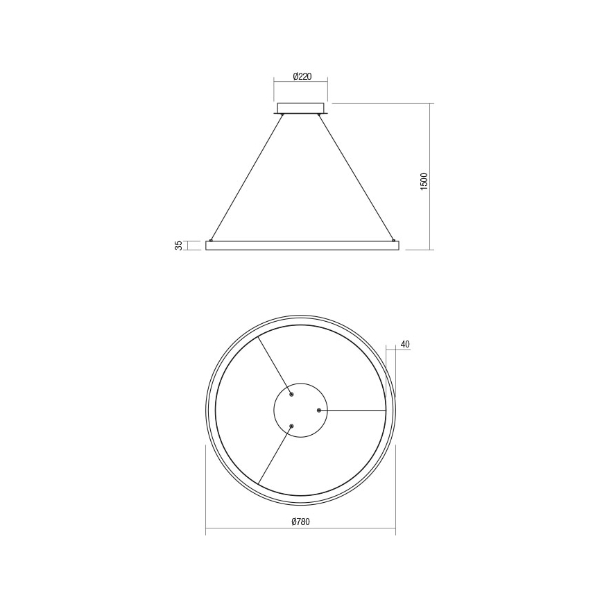 Redo 01-2675 - LED-dimbar pendellampa med kabel ICONIC LED/60W/230V Ø 78 cm vit