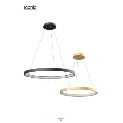 Redo 01-2676 - LED ljusreglerad ljuskrona på textilsladd ICONIC LED/60W/230V diameter 78 cm guld