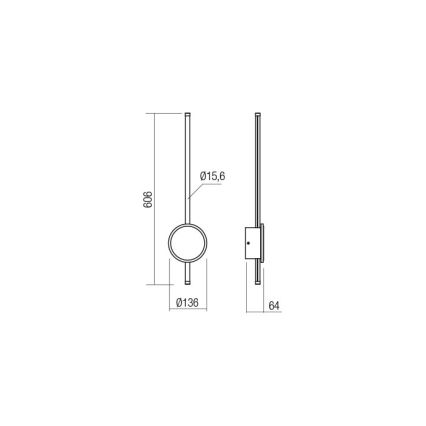 Redo 01-2701 - LED väggbelysning DIAZ LED/18W/230V CRI 90 svart
