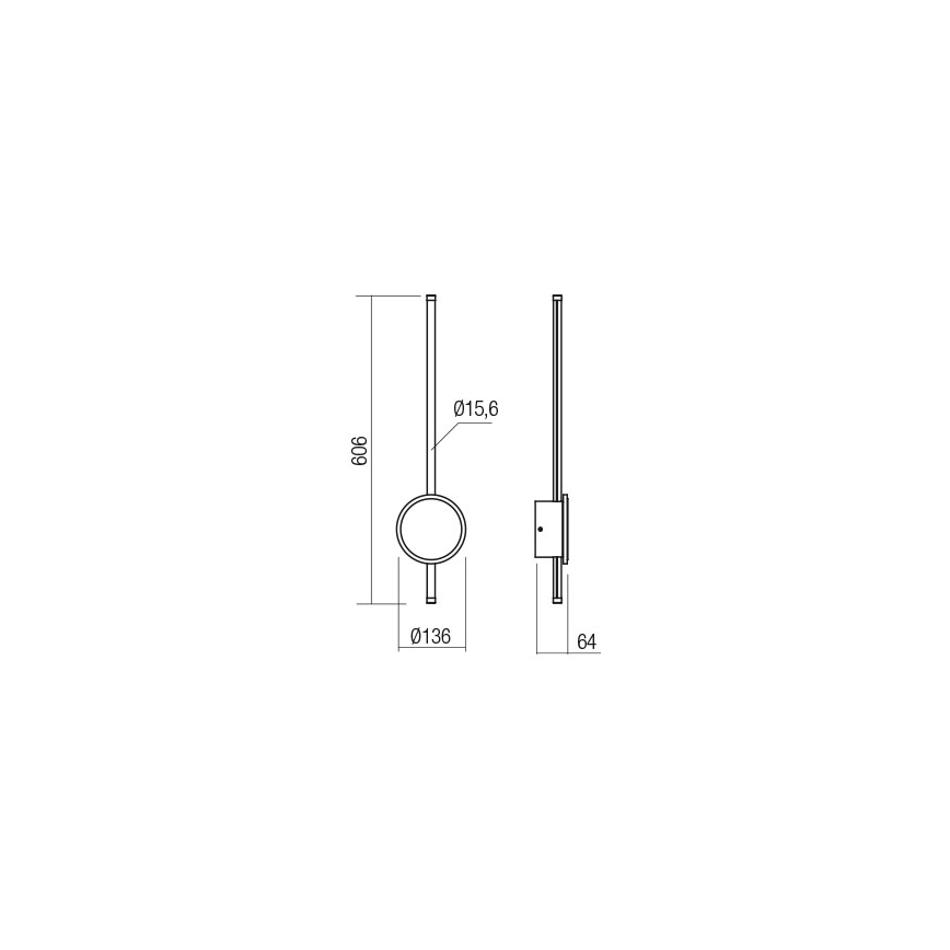 Redo 01-2701 - LED väggbelysning DIAZ LED/18W/230V CRI 90 svart