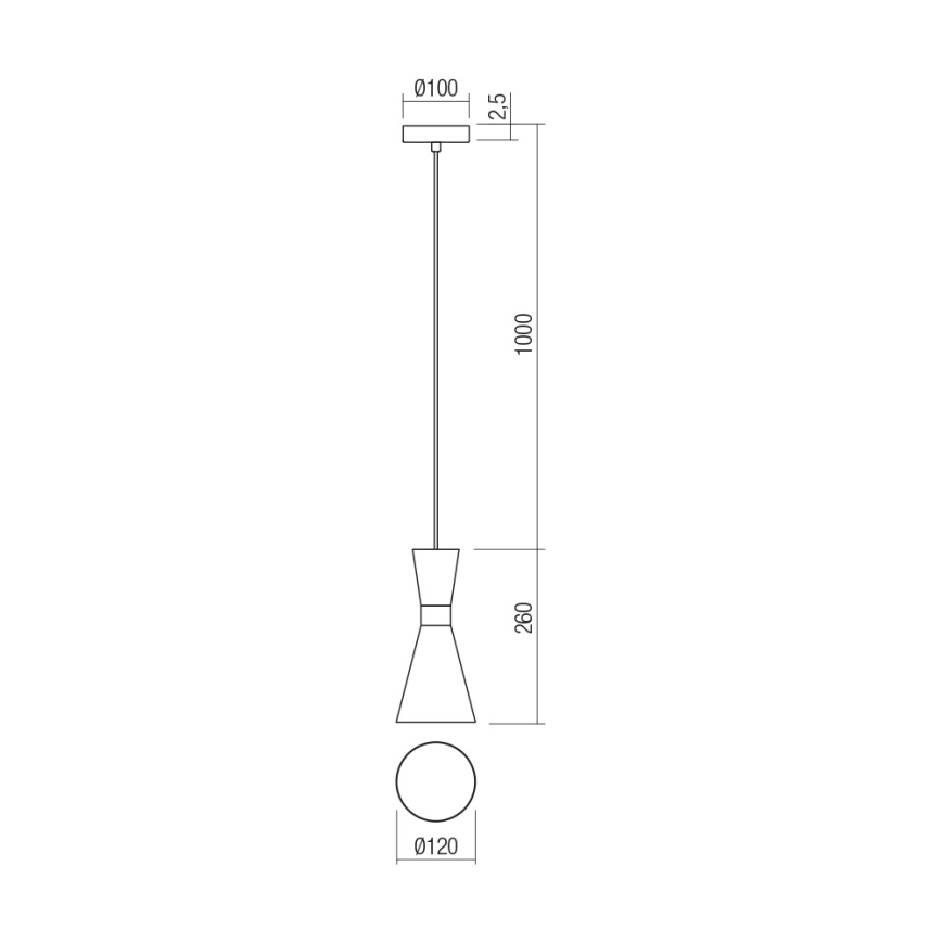 Redo 01-2710 - Ljuskrona med textilsladd KILT 1xE27/42W/230V diameter 12 cm guld