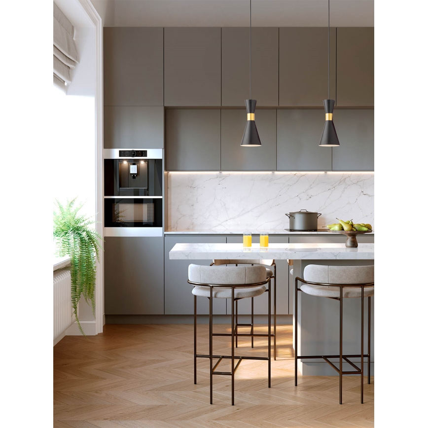 Redo 01-2711 - Ljuskrona med textilsladd KILT 1xE27/42W/230V diameter 12 cm svart