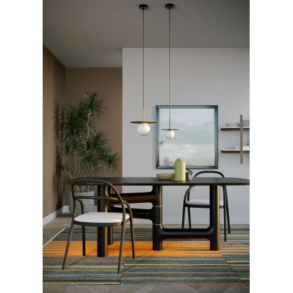 Redo 01-2727 - Ljuskrona med textilsladd PLATO 1xG9/10W/230V diameter 20 cm guld