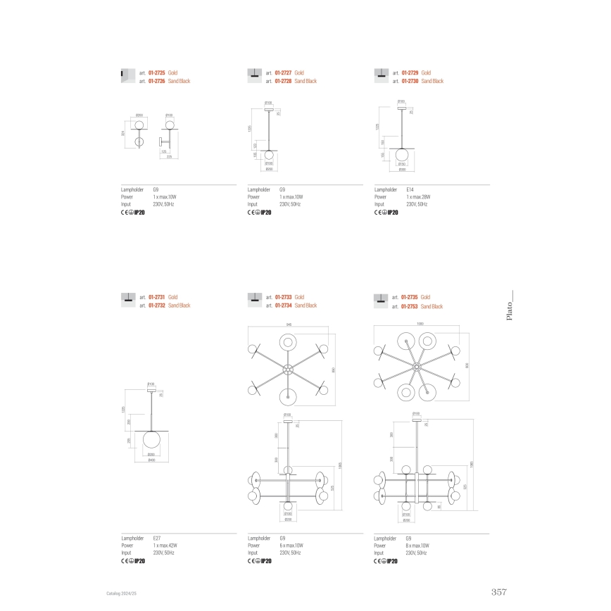 Redo 01-2727 - Ljuskrona med textilsladd PLATO 1xG9/10W/230V diameter 20 cm guld