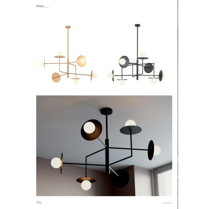 Redo 01-2733 - Pendelkrona PLATO 6xG9/10W/230V guld