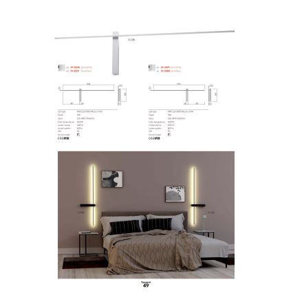 Redo 01-2746 - LED vägglampa TANGENT LED/13W/230V 3000K 63,4 cm CRI 90 vit