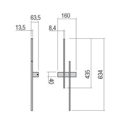 Redo 01-2746 - LED vägglampa TANGENT LED/13W/230V 3000K 63,4 cm CRI 90 vit