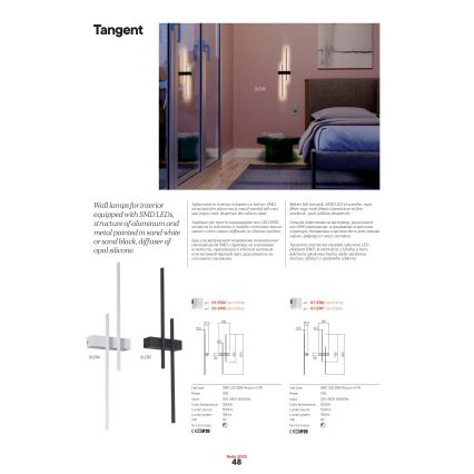 Redo 01-2747 - LED-väggarmatur TANGENT LED/13W/230V 3000K 63,4 cm CRI 90 svart