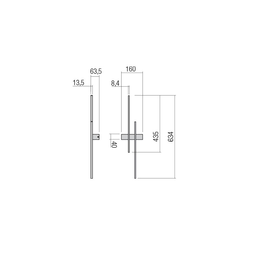 Redo 01-2747 - LED-väggarmatur TANGENT LED/13W/230V 3000K 63,4 cm CRI 90 svart