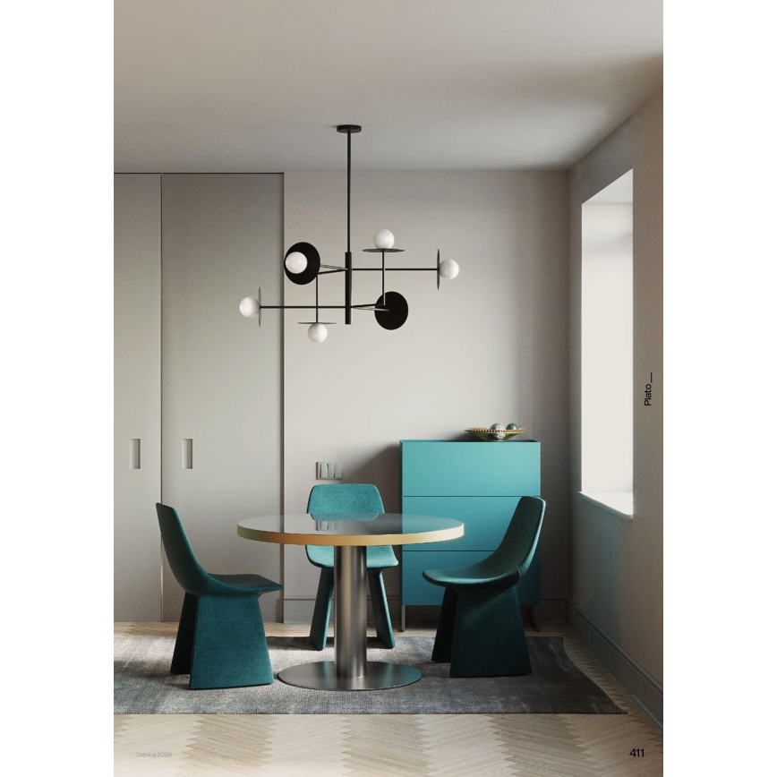 Redo 01-2753 - Taklampa på stång PLATO 8xG9/10W/230V svart