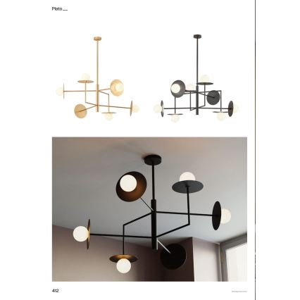 Redo 01-2753 - Taklampa på stång PLATO 8xG9/10W/230V svart