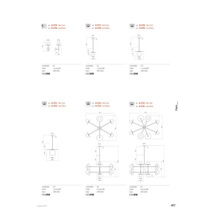 Redo 01-2753 - Taklampa på stång PLATO 8xG9/10W/230V svart