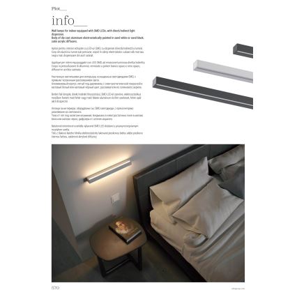 Redo 01-2767 - LED vägglampa PLOT LED/35W/230V 120 cm svart