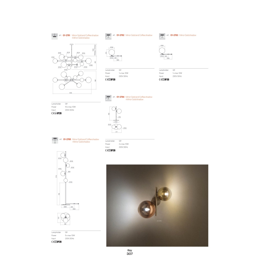 Redo 01-2778 - Vägglampa ROY 2xG9/10W/230V