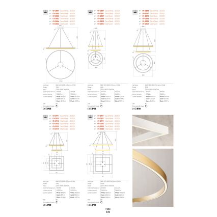 Redo 01-2817 - LED ljusreglerad vägglampa FEBE LED/24W/230V guld