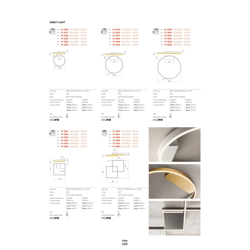 Redo 01-2865 - LED ljusreglerad ljuskrona på textilsladd FEBE LED/37W/230V guld