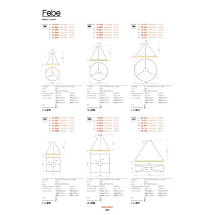 Redo 01-2865 - LED ljusreglerad ljuskrona på textilsladd FEBE LED/37W/230V guld