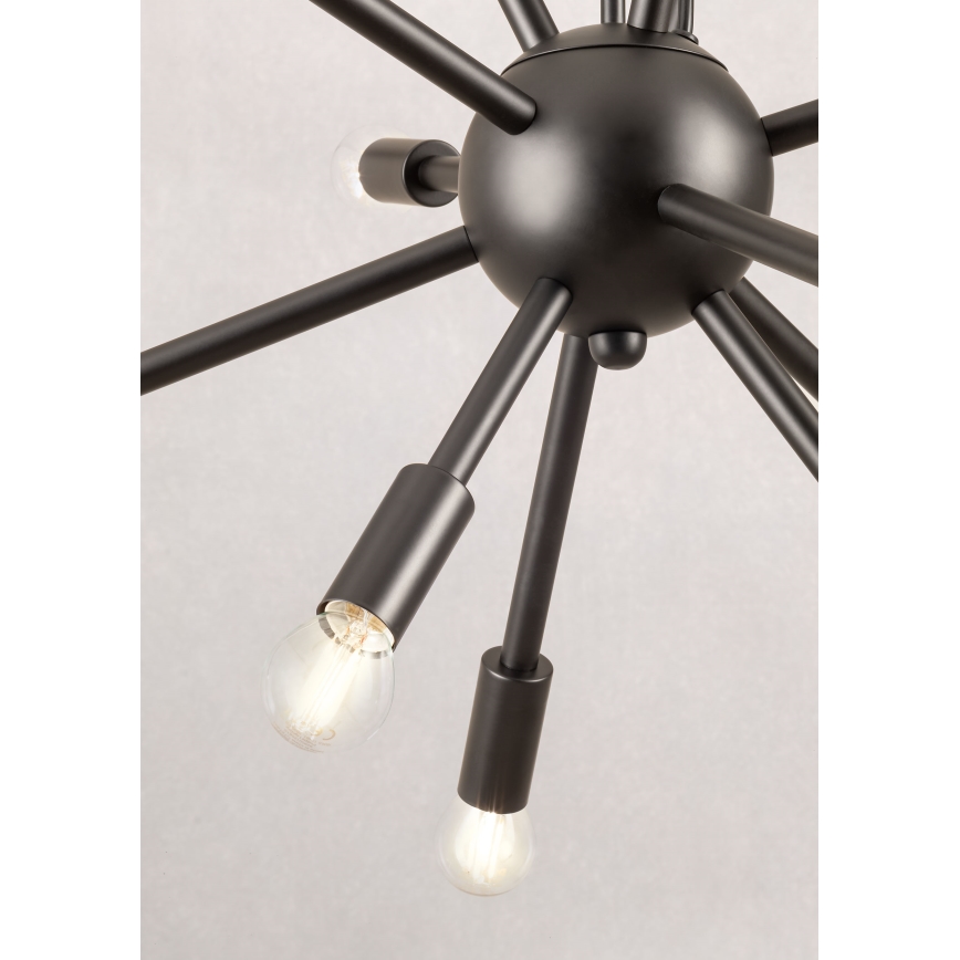 Redo 01-2934 - Ljuskrona med kabel STELLAR 12xE14/25W/230V svart