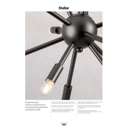 Redo 01-2934 - Ljuskrona med kabel STELLAR 12xE14/25W/230V svart