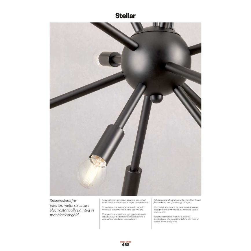 Redo 01-2936 - Ljuskrona med textilsladd STELLAR 18xE14/25W/230V svart