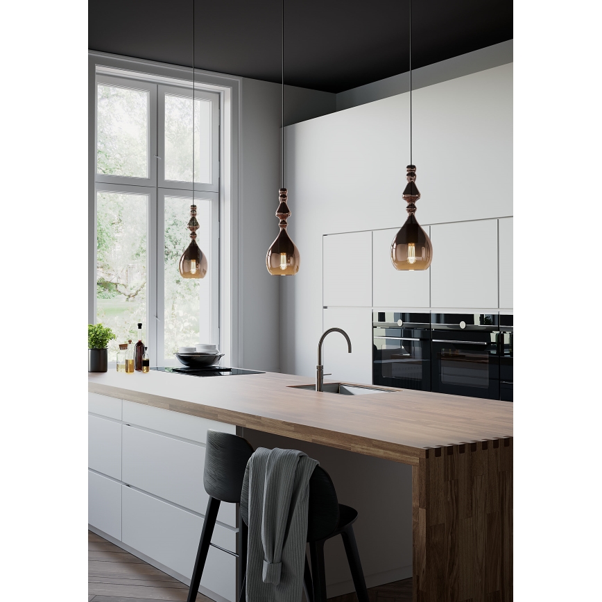 Redo 01-2937 - Pendellampa på sladd AMBIX 1xE27/42W/230V Ø 18 cm, guldfinish