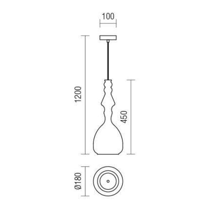 Redo 01-2938 - Takpendel med vajer AMBIX 1xE27/42W/230V Ø 18 cm grå
