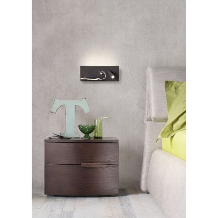 Redo 01-2985 - LED väggspotlight BROOK LED/8W/230V + LED/3W USB CRI 90 svart vänster