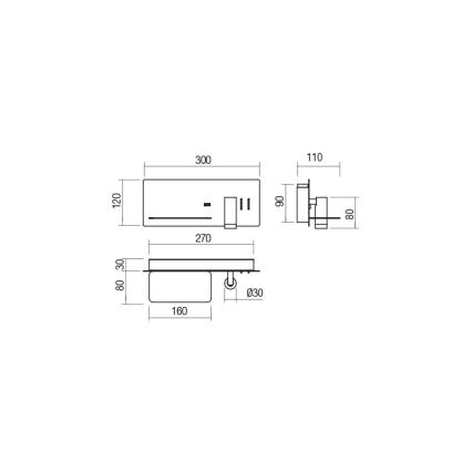 Redo 01-2985 - LED väggspotlight BROOK LED/8W/230V + LED/3W USB CRI 90 svart vänster