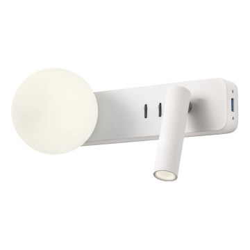 Redo 01-2991 - LED vägglampa OASIS LED/3W/230V + 1xG9/10W USB CRI 90 vit