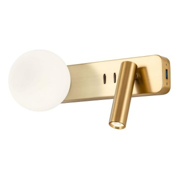 Redo 01-2992 - LED-vägglampa OASIS LED/3W/230V + 1xG9/10W USB CRI 90 brons