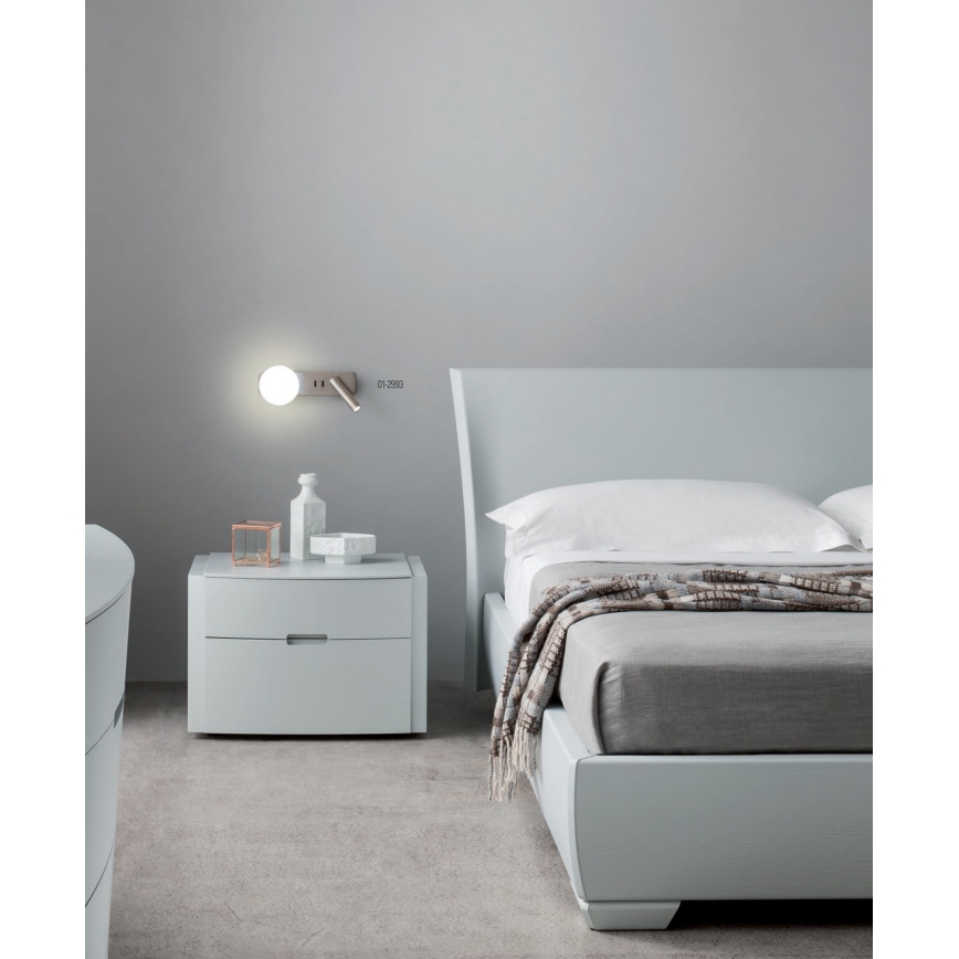 Redo 01-2993 - LED-vägglampa OASIS LED/3W/230V + 1xG9/10W USB CRI 90 polerad krom