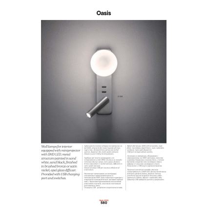 Redo 01-2993 - LED-vägglampa OASIS LED/3W/230V + 1xG9/10W USB CRI 90 polerad krom