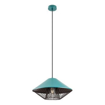 Redo 01-3006 - Pendellampa på kabel GRILL 1xE27/42W/230V Ø 39,6 cm svart/turkos