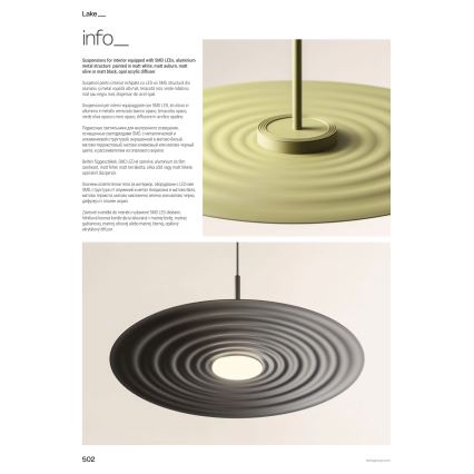 Redo 01-3047 - LED-pendellampa med kabel LAKE LED 13W/230V CRI 90 Ø 50 cm svart