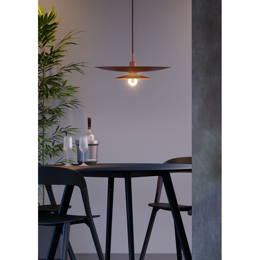 Redo 01-3049 - Pendellampa med kabel GUNNAR 1xE27/42W/230V Ø 50 cm orange