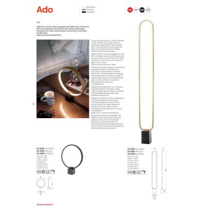 Redo 01-3062 - LED Dimbar golvlampa ADO LED/24W/230V guld