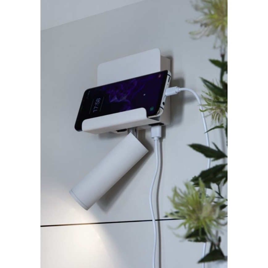 Redo 01-3083 - LED väggspotlight PANEL LED/3,5W/230V USB vit