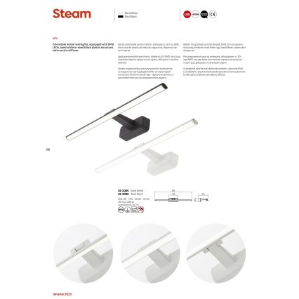 Redo 01-3085 - LED-tavelampa STEAM LED/12W/230V 59,5 cm vit