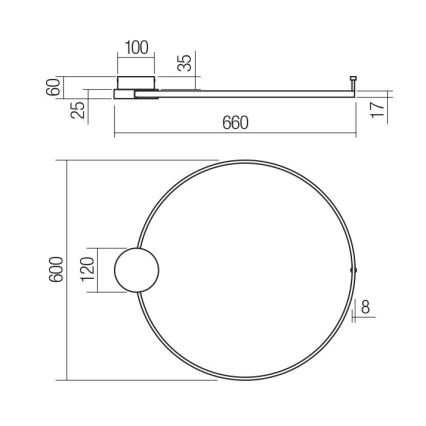Redo 01-3103 - LED väggbelysning ATOM LED/20W/230V diameter 60 cm