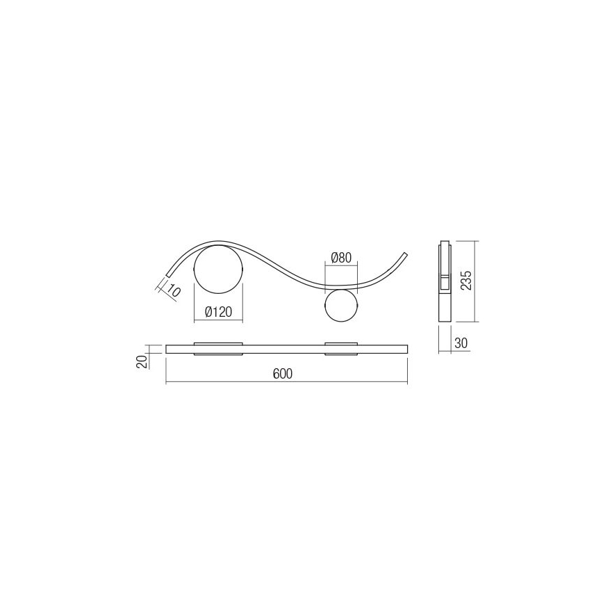 Redo 01-3110 - LED väggbelysning WAVE LED/9W/230V svart