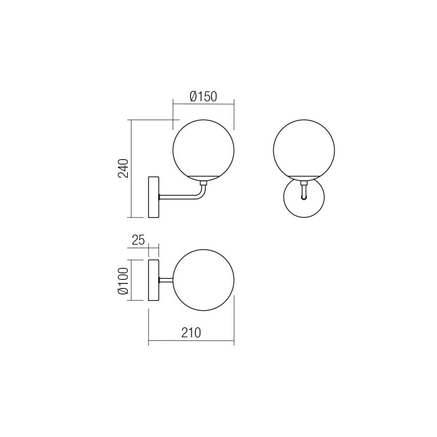 Redo 01-3147 - Vägglampa BOWLING 1xE27/42W/230V guld
