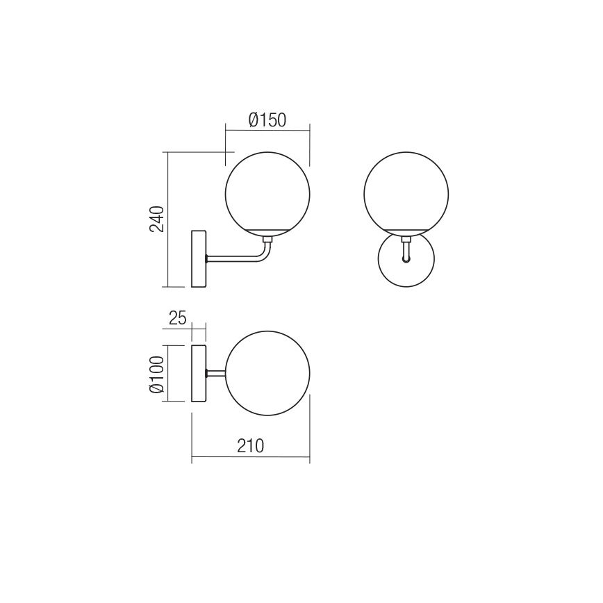 Redo 01-3148 - Vägglampa BOWLING 1xE27/42W/230V svart