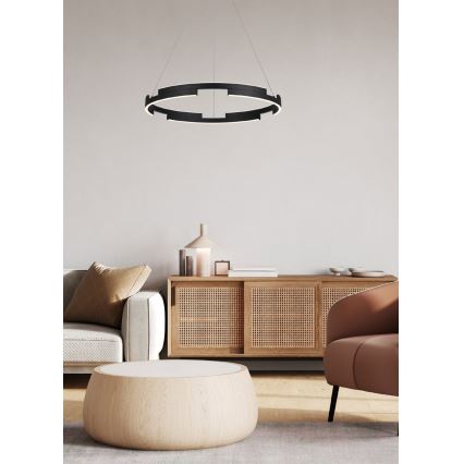 Redo 01-3176 - LED ljusreglerad ljuskrona på textilsladd CASTLE LED/45W/230V svart