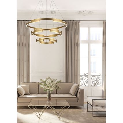 Redo 01-3181 - LED ljusreglerad ljuskrona på textilsladd CASTLE LED/80W/230V guld